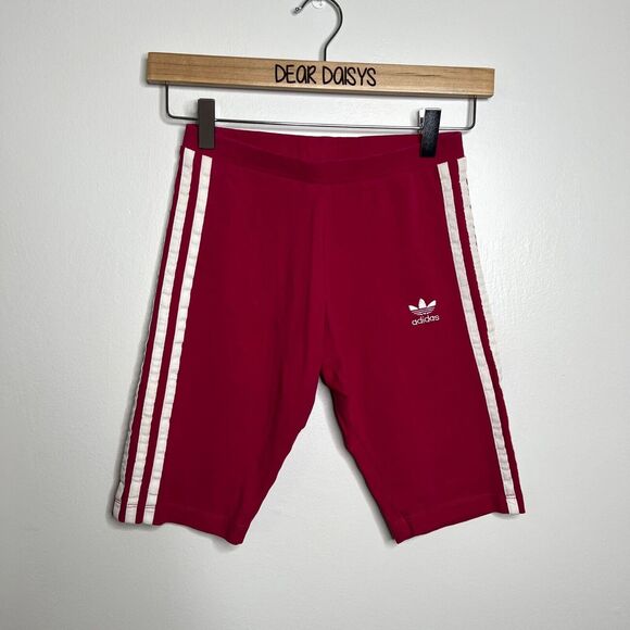 Adidas Pink Striped Biker Athletic Shorts - Picture 1 of 5